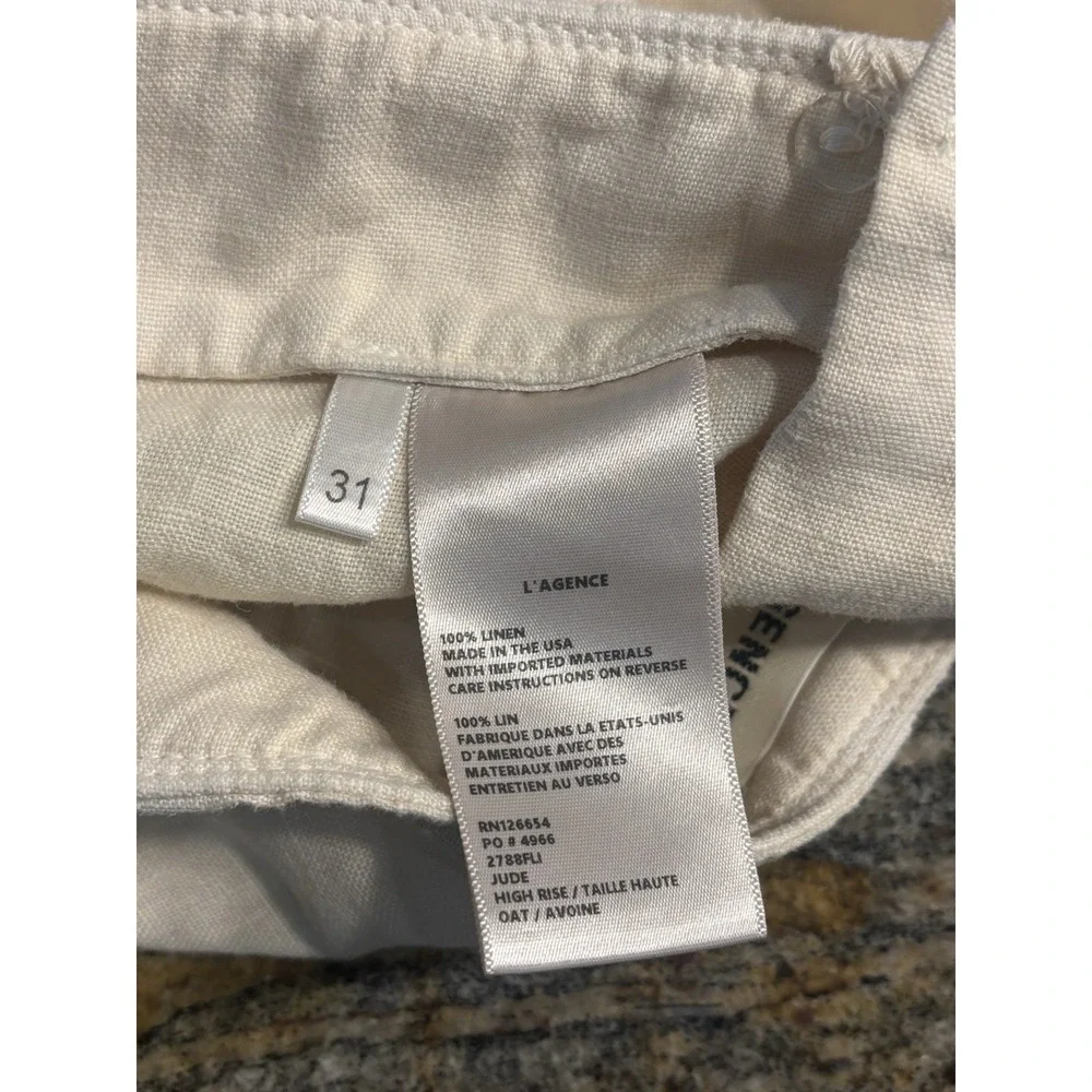 L'Agence Womens Shorts Oat Jude 100%‎ Linen Sailor Shorts Size 31 High Rise